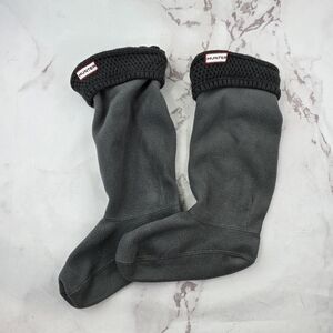Hunter Socks Liner Boot Gray Fleece Knit Winter Insulated Sweater Cuffed Slipper